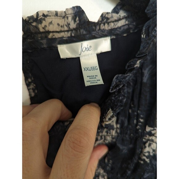 JOIE Dress Women Plus Size XXL Blue Baltic Print Sleeveless Chiffon Babydoll NWT - Picture 8 of 12